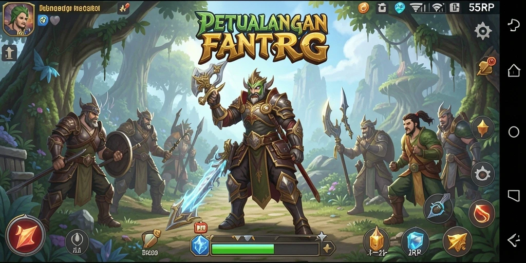 Screenshot gameplay 55RP yang menunjukkan aksi seru dalam pertarungan RPG.