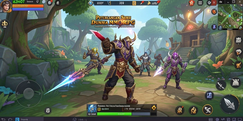 Screenshot gameplay 62HOT yang menunjukkan pertarungan epik dalam MMORPG.