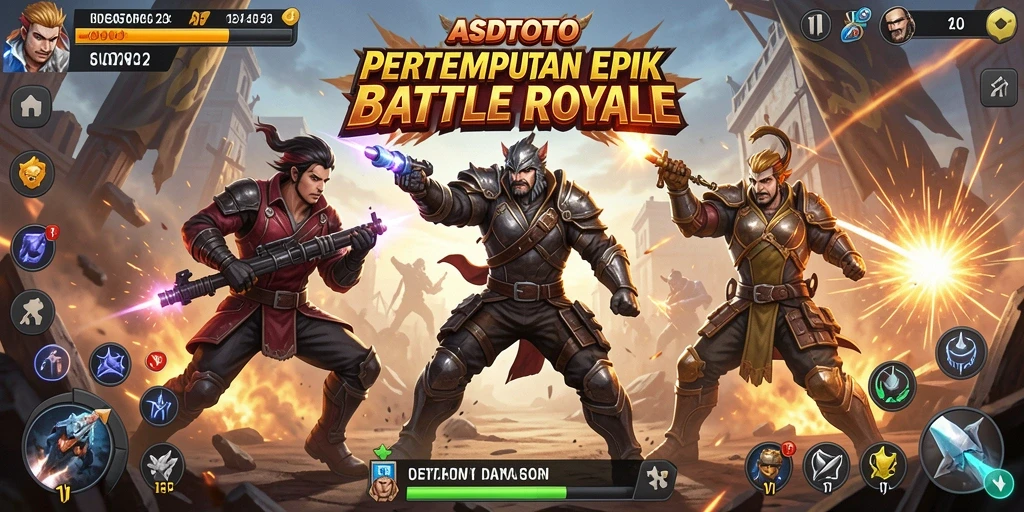 Screenshot gameplay ASDTOTO menunjukkan aksi pertempuran yang intens.