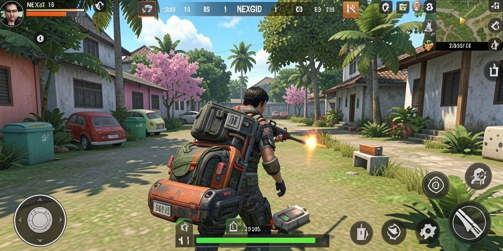 Screenshot utama dari NEXGID menampilkan suasana gameplay simulasi yang mendalam.