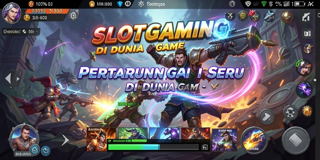 Tangkapan layar menunjukkan pertarungan seru dalam SLOTGAMING dengan karakter yang beraksi.