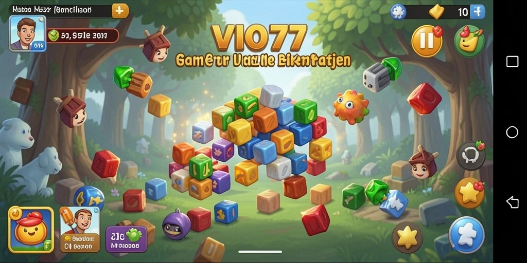 Tampilan gameplay <strong>VIO77</strong> yang penuh warna dan menantang.